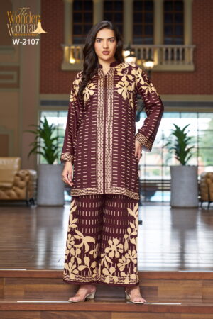 Maroon Regal Bloom Co-ord - 2107 - 3XL(46)