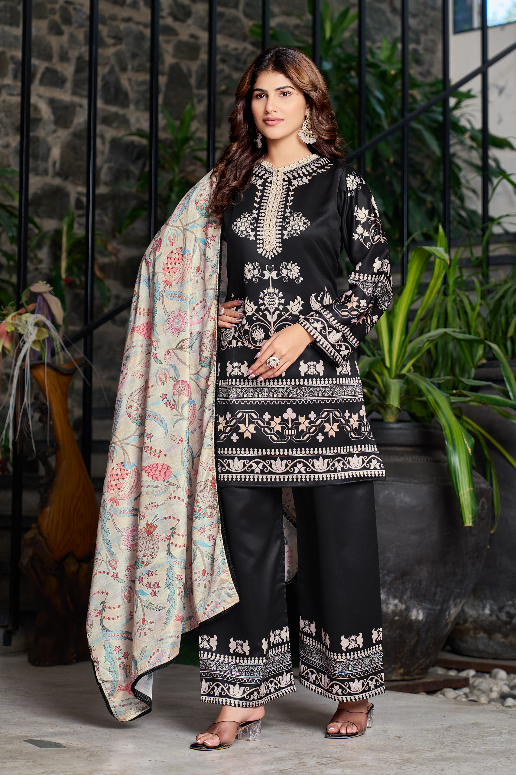 Anzevia Midnight Bloom Printed Set – 2134