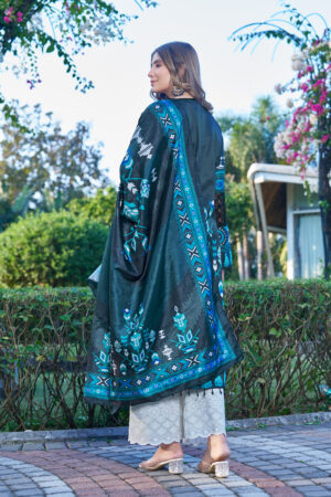 Teal Blue Printed Co-ord Set with Dupatta W-2136